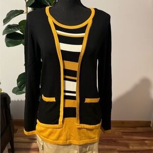 Elegant Black and Gold Women's Cardigan